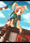  animal_ears blonde_hair blue_eyes boots bunny_ears festival link male_focus pointy_ears solo the_legend_of_zelda watermark zaphk_(artist) 