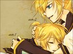  blonde_hair blue_eyes closed_eyes dual_persona hug kagamine_len male_focus mukkun multiple_boys selfcest sleeping vocaloid 