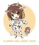  2girls animal_print asahina_mikuru chibi cow_print konayama_kata multiple_girls new_year suzumiya_haruhi suzumiya_haruhi_no_yuuutsu thighhighs 
