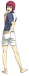  bad_id bad_pixiv_id barefoot gym_uniform hand_on_hip looking_back male_focus mukahi_gakuto red_hair sakatsuki shorts solo tennis_no_ouji-sama v 