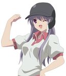  bad_id bad_pixiv_id baseball_helmet clannad fujibayashi_kyou gym_uniform helmet kuresu_(alice-pma) long_hair one_eye_closed purple_eyes purple_hair solo vector_trace 