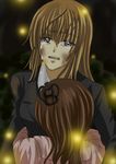  artist_request blonde_hair brown_hair bruise fireflies grey_eyes hug injury mother_and_daughter multiple_girls tears umineko_no_naku_koro_ni ushiromiya_maria ushiromiya_rosa 