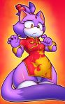  2019 amber_eyes anthro biffalo blaze_the_cat blush bracelet camel_toe chinese_clothing chinese_dress clothed clothing dipstick_tail domestic_cat dress eyelashes felid feline felis female fur hair hair_tie hi_res jewelry legwear low-angle_view mammal multicolored_tail nervous orange_background panties portrait purple_fur purple_hair pussy signature simple_background solo sonic_(series) thigh_highs three-quarter_portrait underwear yellow_eyes 