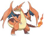  alternate_form charizard fire highres mega_charizard_y mega_pokemon nintendo no_humans official_art pokemon pokemon_(game) pokemon_xy simple_background sugimori_ken white_background 