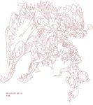  2012 boned_meat carrying creature dated dragon eryi eryi's_action food full_body leaf lineart meat monochrome monster red simple_background sleeves_past_wrists snort translation_request white_background wings yanagi_yagiaji 