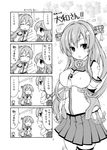  4koma akagi_(kantai_collection) breasts comic covered_nipples greyscale japanese_clothes kaga_(kantai_collection) kantai_collection large_breasts miniskirt monochrome multiple_girls muneate nikubanare side_ponytail skirt translated yamato_(kantai_collection) 