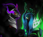  changeling crown duo equine eye_mist female feral friendship_is_magic grin hi_res horn horse king_sombra_(mlp) male mammal my_little_pony pony queen_chrysalis_(mlp) smile smirk trefleix unicorn wings 