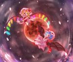  chibi flandre_scarlet moon pants remilia_scarlet scarlet touhou vampires wings 