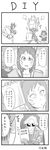  2girls 4koma absurdres ahri chinese comic greyscale hammer highres hippalus huge_weapon irelia league_of_legends leng_wa_guo model monochrome multiple_boys multiple_girls singed translation_request weapon 