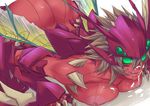  anthro arthropod breasts butt crossgender cum cum_in_mouth cum_inside cum_on_breasts cum_on_face female green_eyes insect kha&#039;zix league_of_legends licking licking_lips multiple_eyes pink_nipples red_skin tongue unknown_artist wings 