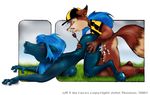  blue_hair breasts canine cum doggystyle duo equine female fox from_behind hair horse horseshoe jockey john_thomas male mammal riding_crop sex straight 