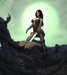  death dragon female human kill mammal slayer sword weapon 