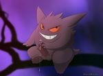  balls cum cum_on_penis erection gengar ghost grin looking_up male masturbation nintendo penis pok&#233;mon pok&eacute;mon solo spirit teeth ursofofinho vein video_games 