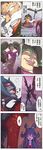  2girls 4koma aatrox aircraft alternate_costume blood blush candy chinese comic corki facial_hair food gloves glowing glowing_eyes goggles green_hair hands_clasped hat heart helicopter helmet highres horns league_of_legends lollipop long_hair lulu_(league_of_legends) multiple_boys multiple_girls no_pupils own_hands_together pink_eyes pix pointy_ears poppy purple_hair rape_face short_hair smile spoken_heart striped striped_legwear sweat teeth translated twintails waero white_hair wings witch_hat 