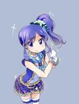  aikatsu! aikatsu!_(series) blue_eyes blue_hair blush gloves kiriya_aoi long_hair looking_at_viewer side_ponytail skirt smile solo totsuki_tooka white_gloves 