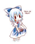  1girl :3 blue_hair bow candy cirno hair_bow halloween hard_translated kuromame_(8gou) skirt_basket solo the_embodiment_of_scarlet_devil touhou translated wings 