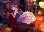  bow braids dress gloves halloween hina original pumpkin thighhighs witch_hat 