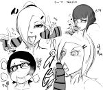  4girls boruto:_naruto_next_generations cum cum_in_mouth fellatio haruno_sakura hyuuga_hinata monochrome multiple_girls naruto_(series) oral uchiha_sarada yamanaka_ino 