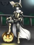  boots canine cape ear_piercing etheras etheras_(copyright) fennec fox fur girly gloves halloween hat high_heels holidays jack_o&#039;_lantern jack_o'_lantern male mammal piercing pirate pumpkin shana sword weapon white_fur 