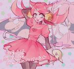  1girl animal_ears bells cat_ears dual_persona fang gloves green_eyes mad_mew_mew magical_girl pink_hair staff undertale white_gloves 
