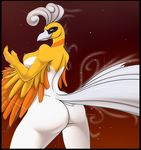  5_fingers abstract_background anthro anthrofied avian back back_turned beak ben300 big big_breasts big_butt bird breasts brown_eyes butt eyelashes female fingers gradient_background happy ho-oh legendary_pok&#233;mon legendary_pokemon looking_at_viewer looking_back nintendo nipples non-mammal_breasts nude plain_background pok&#233;mon pok&eacute;mon presenting presenting_hindquarters raised_arm red_background red_eyes shiny_pok&#233;mon side_boob smile solo sparkles standing video_games white_eyes winged_arms wings yellow_eyes 