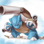  broken_ground cannon claws gen_1_pokemon glint highres mega_pokemon no_humans pokemon pokemon_(creature) polyacryla shell solo tail turtle 