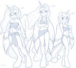  absurd_res ambris anthro anthrofied black_and_white blush bra breasts cleavage clothed clothing equine female friendship_is_magic height_chart hi_res horn horse mammal monochrome my_little_pony navel plain_background pony princess_cadance_(mlp) princess_celestia_(mlp) princess_luna_(mlp) size_chart sparkles underwear winged_unicorn wings 