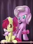  amber_eyes apple_bloom_(mlp) balls blue_eyes bow cub cutie_mark dickgirl duo equine female feral friendship_is_magic fur horn horse intersex mammal my_little_pony original_character penis pink_fur pony precum sip_i.a. unicorn yellow_fur young 