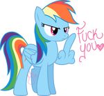  alpha_channel angry english_text equine female feral flipping_the_bird friendship_is_magic frown hands horse ieatedaunicorn insult mammal middle_finger my_little_pony pegasus plain_background pony rainbow_dash_(mlp) reaction_image solo text transparent_background vulgar wings 