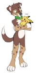  ambiguous_gender anthro australian_shepherd brown_eyes canine chest_tuft dog duo eyewear female front_view glasses holding_character mammal nicole_(savestate) nintendo open_mouth pikachu pok&eacute;mon pok&eacute;mon_(species) rodent savestate simple_background smile standing tuft unknown_artist video_games 