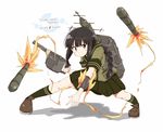  any_(lucky_denver_mint) bangs black_hair blunt_bangs braid character_name copyright_name kantai_collection kitakami_(kantai_collection) kneehighs long_hair pleated_skirt purple_eyes school_uniform serafuku single_braid skirt solo 