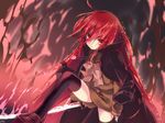  alastor_(shakugan_no_shana) jewelry kotsu long_hair pendant red_eyes red_hair school_uniform serafuku shakugan_no_shana shana sword thighhighs weapon zettai_ryouiki 