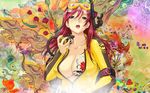  1girl black_eyes boin breasts happoubi_jin iihara_nao long_hair open_mouth red_hair solo source_request tanaka_takayuki tattoo 