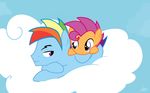  chicasonic cloud couple crossgender cub duo equine feral friendship_is_magic hair lying male mammal multi-colored_hair my_little_pony outside pegasus purple_eyes purple_hair rainbow_dash_(mlp) rainbow_hair scootaloo_(mlp) sky wings young 