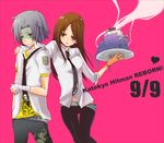  1girl bad_food bad_id bad_pixiv_id bianchi blush brown_eyes brown_hair cake failure food gokudera_hayato katekyo_hitman_reborn! long_hair necktie ogura panties pastry school_uniform siblings thigh_gap underwear 