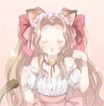  animal_ears armband bell blonde_hair cat_ears child closed_eyes code_geass hairband kl long_hair nunnally_lamperouge paw_pose ribbon solo tail twintails waitress 