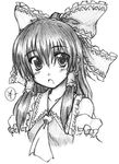  ascot bare_shoulders eku frills graphite_(medium) greyscale hakurei_reimu monochrome portrait sketch solo touhou traditional_media translated 