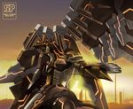  anubis_(z.o.e.) evening mecha neon_trim no_humans orbital_frame shiba_tomori solo sunset super_robot wings zone_of_the_enders 