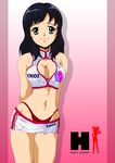  black_eyes black_hair cleavage_cutout enomoto_miyuki enoz highres long_hair nanashi_noiji non-web_source panties race_queen solo suzumiya_haruhi_no_yuuutsu underwear 