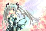  aqua_hair bad_id bad_pixiv_id detached_sleeves hatsune_miku long_hair pochi-t skirt solo twintails vocaloid 