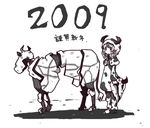  2009 animal_costume chinese_zodiac costume cow greyscale horns inishie monochrome new_year original solo year_of_the_ox 