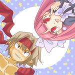  1girl :p blush brown_eyes brown_hair demon_girl disgaea karina lowres mage_(disgaea) makai_senki_disgaea makai_senki_disgaea_2 makai_senki_disgaea_3 male_warrior_(disgaea) nippon_ichi pink_hair pointy_ears red_eyes short_hair tongue tongue_out 