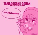  bandaid bandaid_on_nose beanie controller copyright_request game_controller hat kzm monochrome mouth_hold pink pink_background simple_background solo staring twintails 