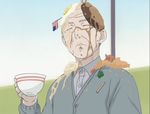  american_flag cup flag food food_on_face ichigo_mashimaro male_focus old_man screencap solo teacup 