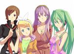  bad_id bad_pixiv_id blonde_hair blue_eyes brown_eyes brown_hair casual green_hair hatsune_miku hyakuen_raitaa kagamine_rin long_hair megurine_luka meiko multiple_girls purple_eyes purple_hair short_hair twintails vocaloid 