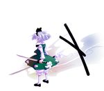  black_hairband bloomers from_behind hairband hitodama kiriu konpaku_youmu konpaku_youmu_(ghost) sheath solo sword touhou underwear weapon white_bloomers white_hair 