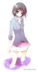  bad_id bad_pixiv_id black_hair copyright_request flat_chest ogura skirt solo wading water 