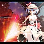  bad_id bad_pixiv_id bare_shoulders bat_wings blue_hair brooch hat hat_ribbon jewelry low_neckline pyz_(cath_x_tech) red_eyes remilia_scarlet ribbon solo spear_the_gungnir touhou wings 