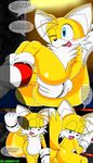  after_sex anal anal_fingering anthro anus balls canine comic cum cum_in_ass cum_inside dialog english_text fingering fox fur gay looking_at_viewer male mammal miles_prower multiple_tails nobody147 nude open_mouth penis sega smile sonic_(series) tails text video_games 