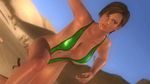  1girl 3d bikini breasts brown_eyes brown_hair dark_skin dead_or_alive dead_or_alive_5 desert large_breasts lisa_hamilton sling_bikini solo sweat swimsuit tecmo 